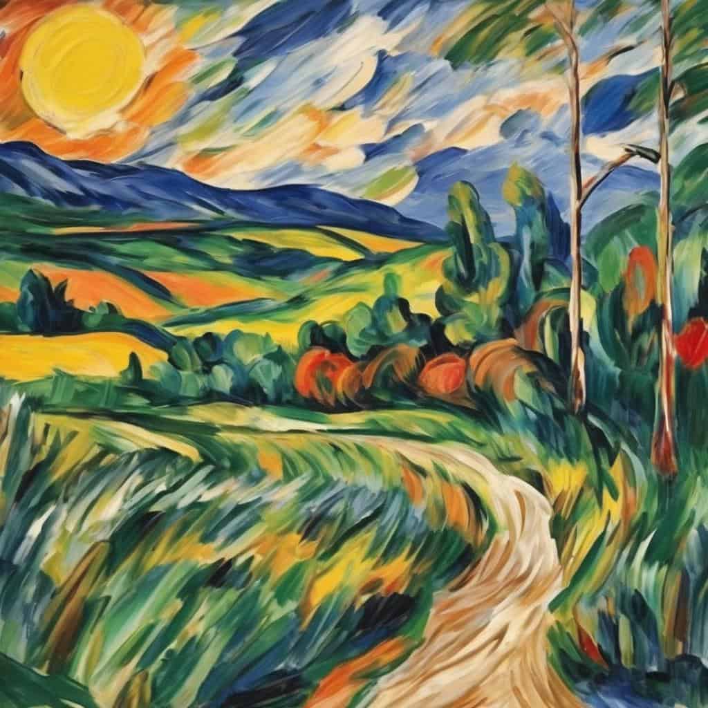 Ουρανογράφημα με μοτίβα και επανάληψη σε φυσικό τοπίο, εμπνευσμένο από την τέχνη του Βαν Γκογκ.